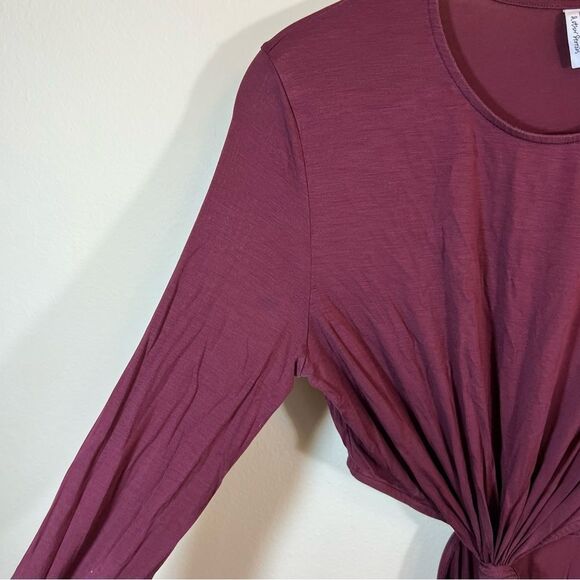 & Other Stories Cut Out Waist Long Sleeve Fitted Midi Dress Burgundy Maroon M - Picture 7 of 14